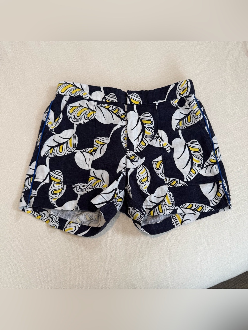 J.Crew Tropical Frond Print Shorts Linen Blend Size 4 Preppy Summer Vacay